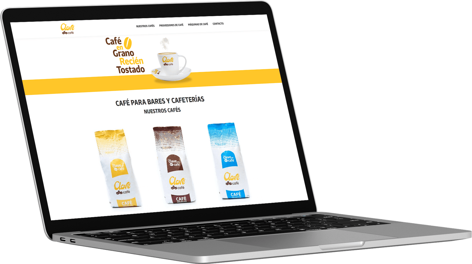 Cafe Clave mockup base en laptop